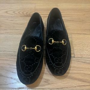 Gucci black velvet loafers